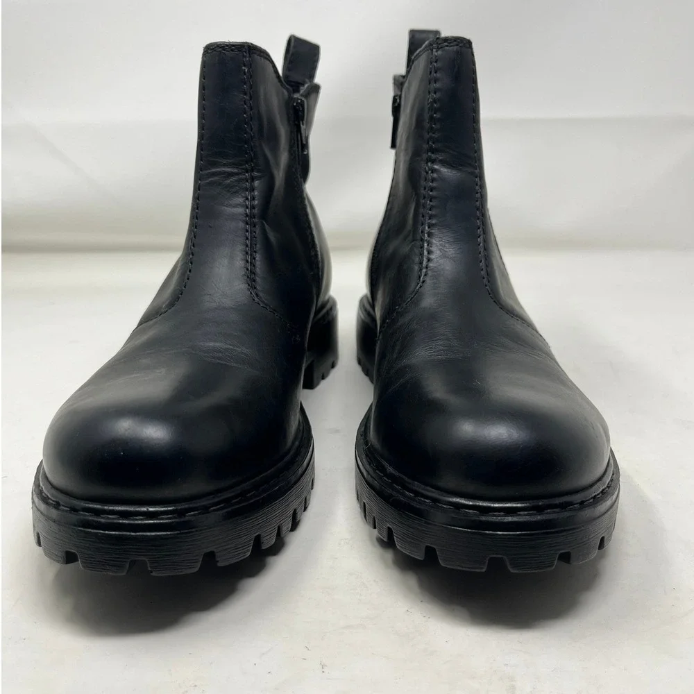 Josef Seibel Marta Womens US 10/ EUR 41 Black Leather Lug Sole Ankle Boots